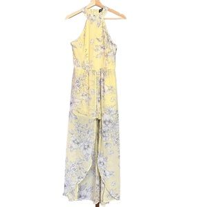 Crystal Sky Yellow Floral  Sleeveless romper with long skirt SIZE 3
